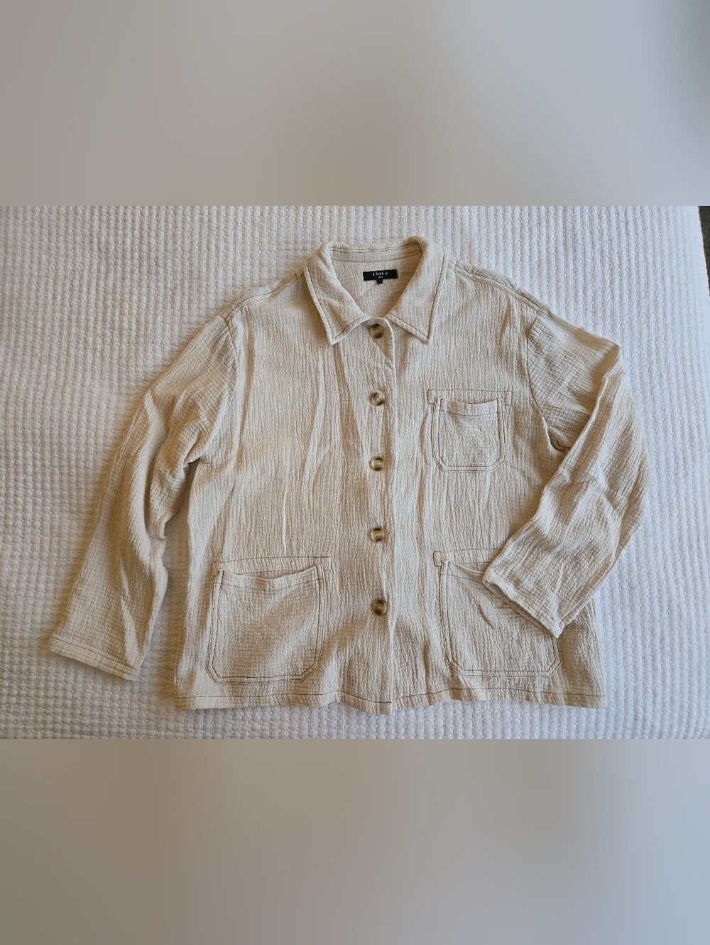 FRNCH PARIS Lauralie Shirt Jacket Size M medium ecru cream